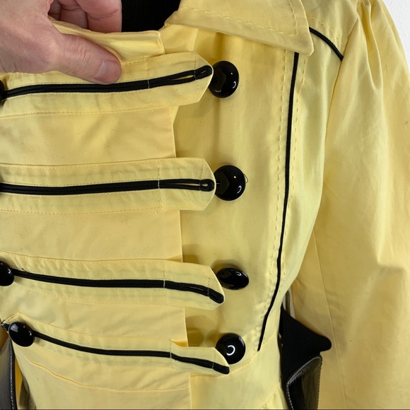 Candies Yellow Sargent Pepper Military Look 3/4 Classic Trench Coat Size Medium - Picture 9 of 15